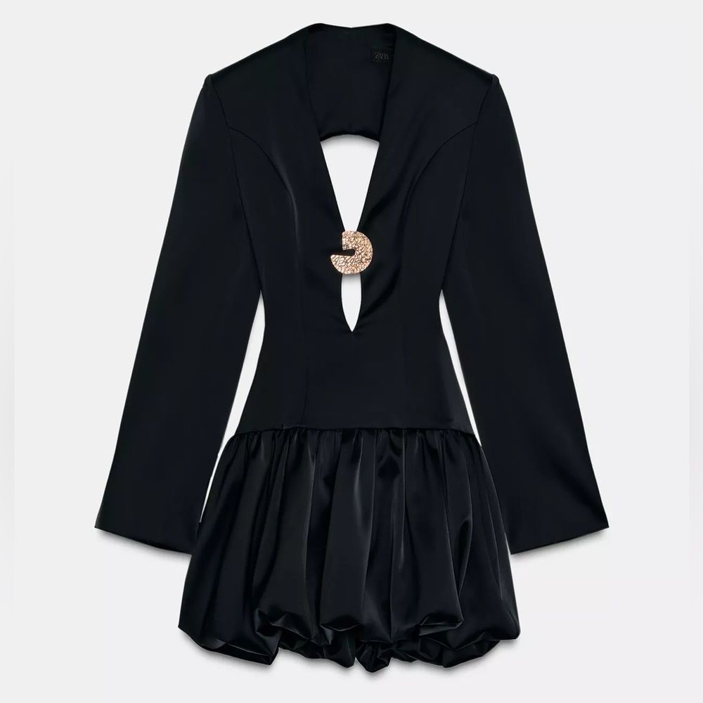 ZARA PUFFBALL MINI DRESS - Picture 15 of 16